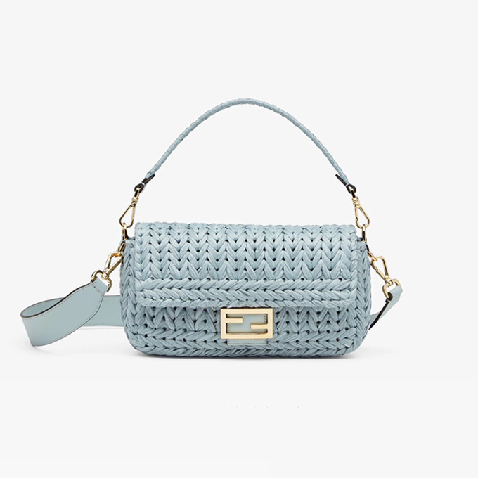 fendi baguette handmade raffia shoulder bag